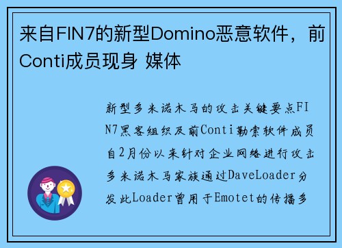 来自FIN7的新型Domino恶意软件，前Conti成员现身 媒体